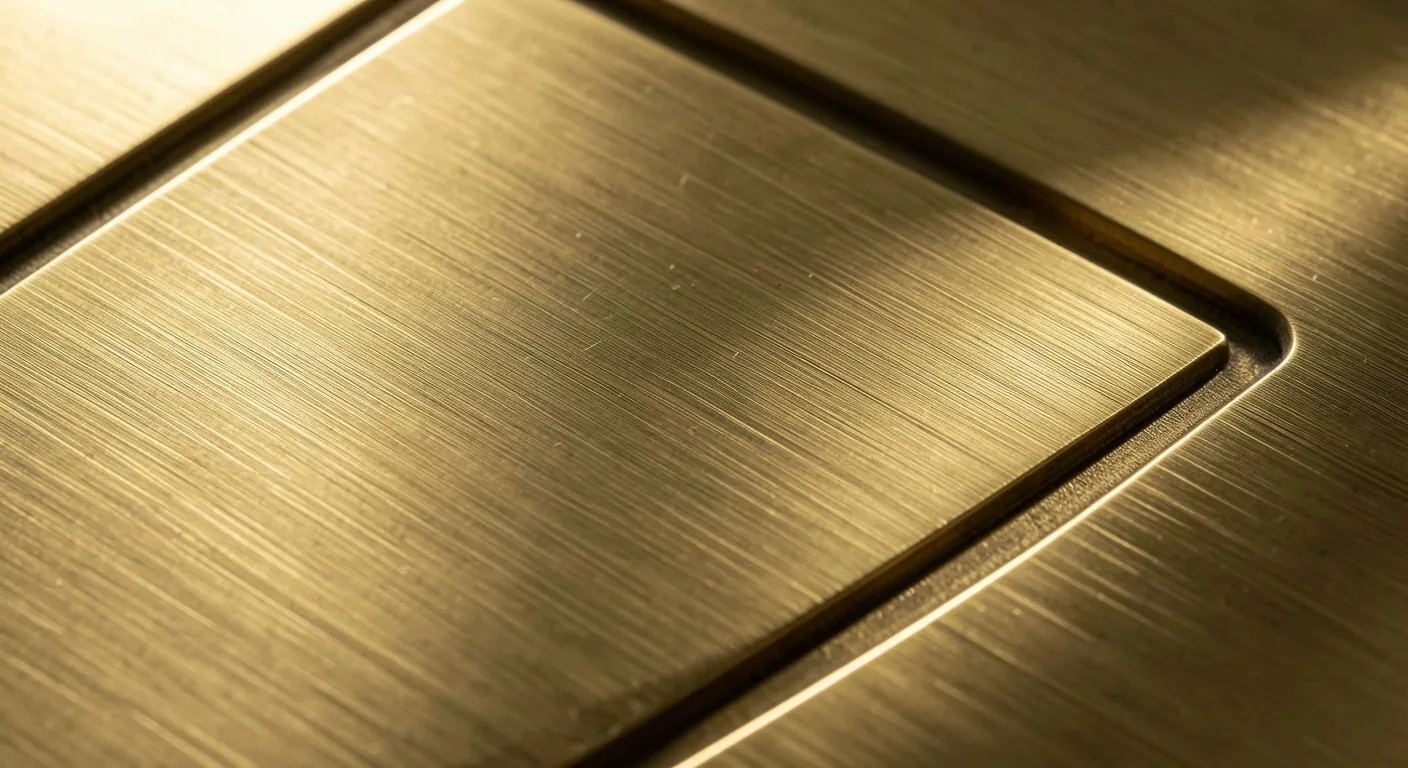 Detalle de placa de metal grabado con luz direccional