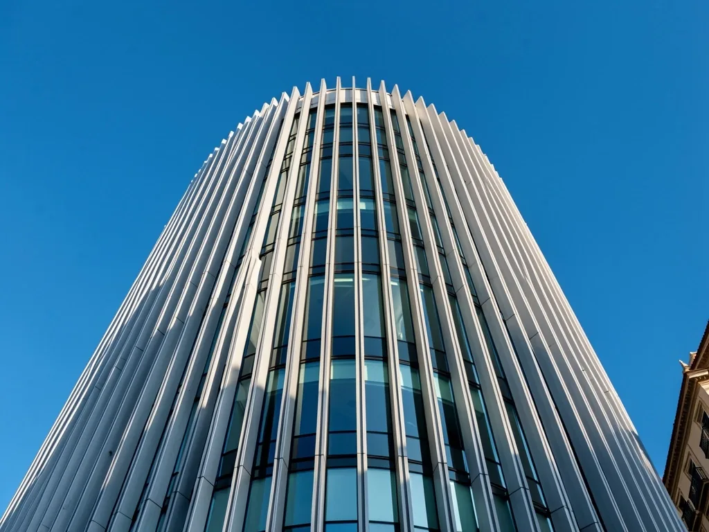 Detalle de la fachada de la Torre Mapfre en Barcelona