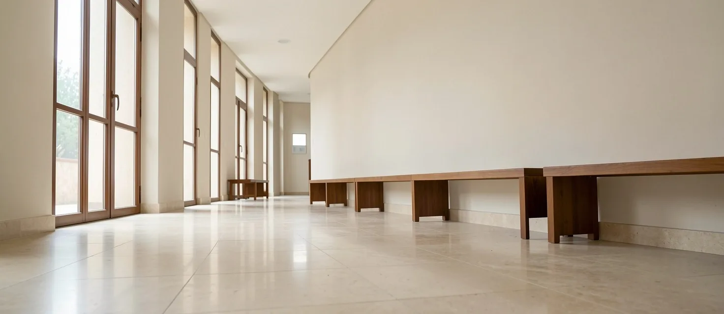 Pasillo de edificio administrativo con luz natural