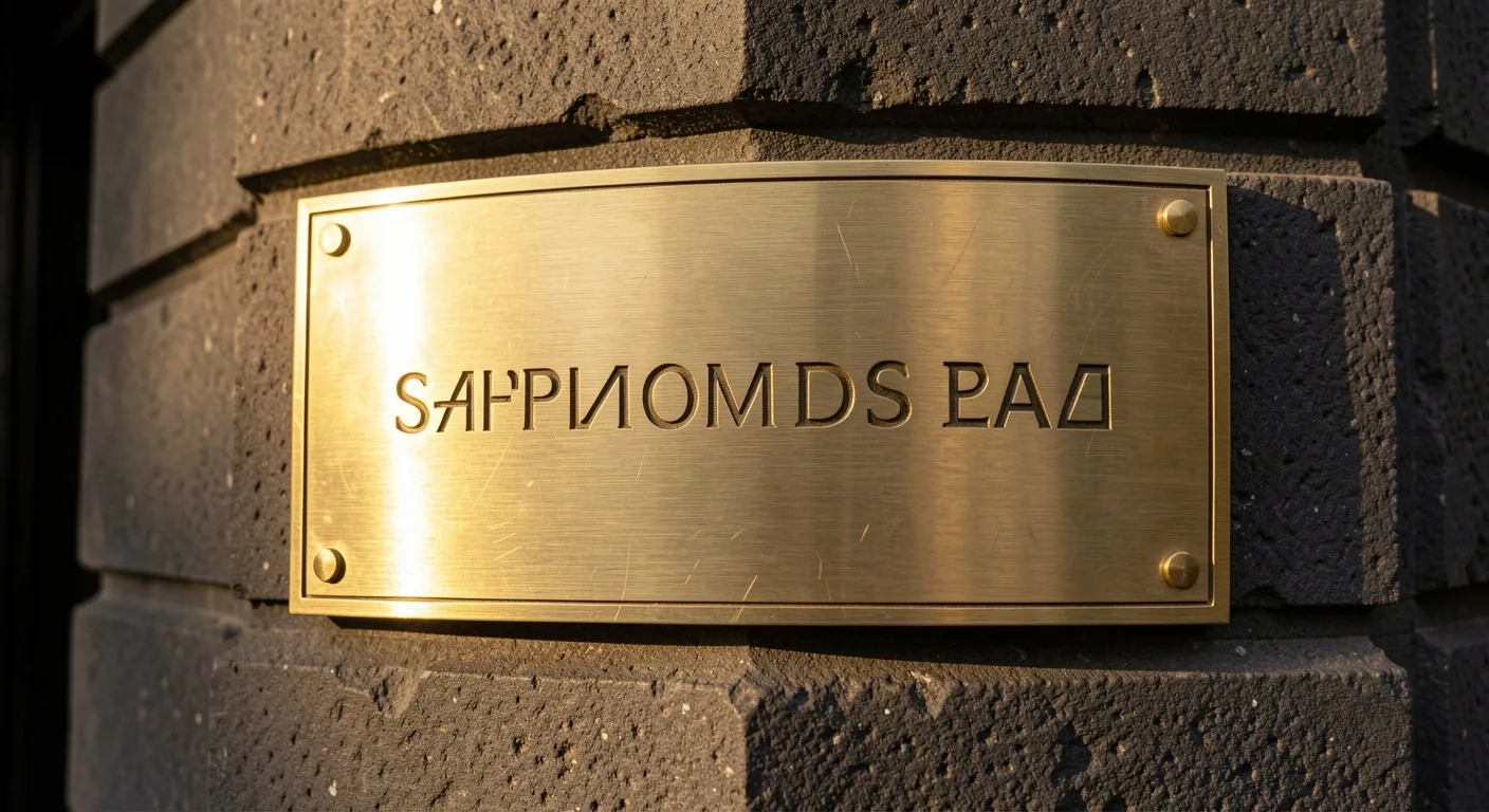 Placa de metal grabado con luz direccional